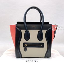 B3452 celine micro luggage灰底黑邊拼橘中號冏包(遠麗精品 台北店)