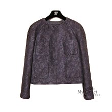 My Closet 二手名牌 VALENTINO 2014 全新優雅灰紫色蕾絲四口袋長袖外套