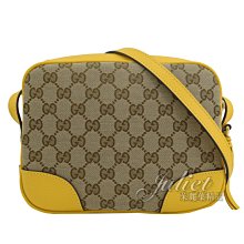 【茱麗葉精品】全新精品 GUCCI 專櫃商品 449413 經典雙G緹花皮飾邊斜背小方包.駝/黃邊 預購無現貨