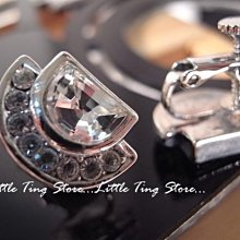 Little Ting Store:沒耳洞型男潮流 施華洛世奇大D白K底水鑽耳環貼耳飾螺旋夾式耳環