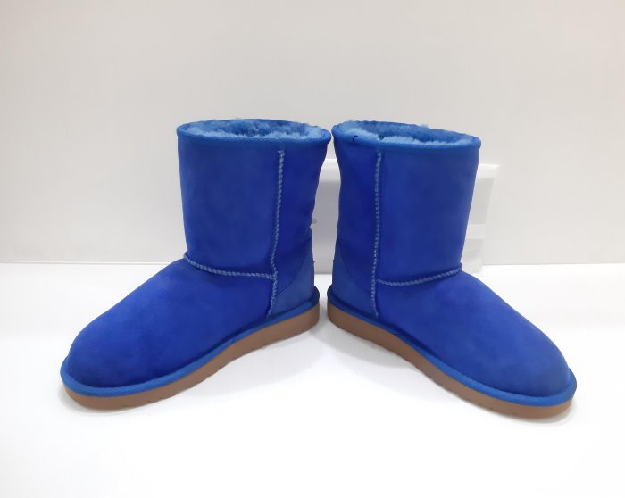 UGG 澳洲專櫃正品 S/N 5251藍色 經典 毛絨羊皮麂皮 短中筒雪靴 US3/UK2/EU33/JPN22