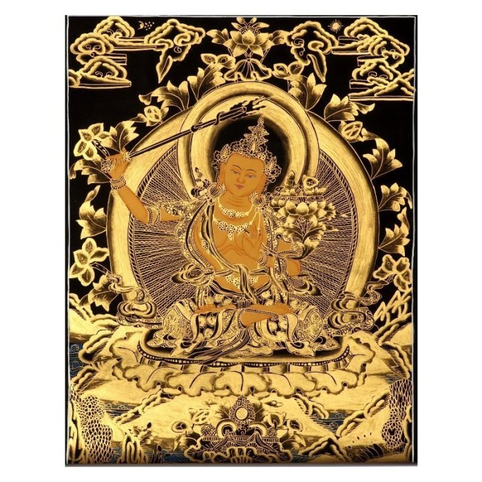 和風美物 掛畫 壁畫 裝飾畫 尼泊爾喇嘛手繪唐卡 文殊菩薩唐卡（GA-3743）