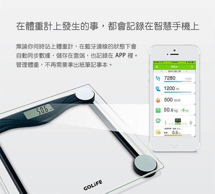 ~*小竹生活*~GOLIFE-Fit Plus Bluetooth smart Scale藍牙智慧體重計.體重減重