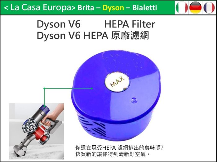 [My Dyson] HEPA 原廠濾網。V6 SV09 Absolute HH08 適用。另賣床墊吸頭，壁掛架，軟管。