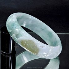 珍珠林~寬板蛋型雕刻玉鐲~A貨緬甸翡翠種(內徑54X49.5mm, 手圍18號)雙福臨門 #006