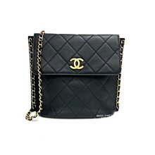 台中店  遠麗精品~I0819 Chanel 黑牛皮菱格紋金釦Hobo流浪斜背包 AS2504