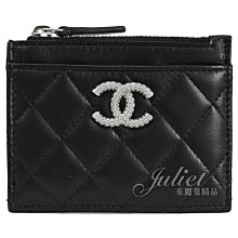 【茱麗葉精品】全新商品 CHANEL 專櫃商品 AP3408 復古雙C LOGO 3卡拉鍊零錢包.黑/銀 現貨