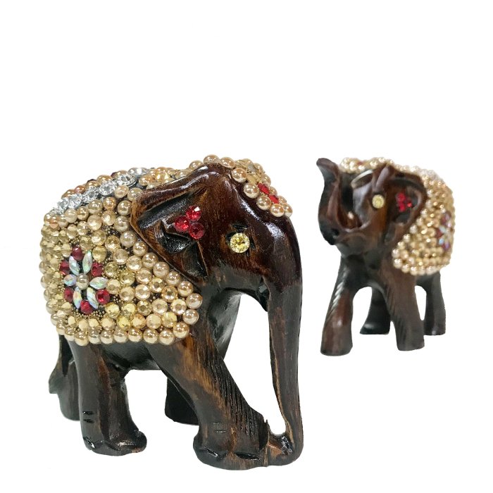 [晴天舖] 印度進口 黃金象 手工木製大象 泰國還願象 四面神 招財 象神 雕刻 5吋 售印度線香