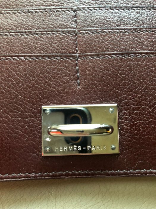 [熊熊之家3] 保證全新正品 Hermes 咖啡紅色  吊鍊式 長夾  男女都適用