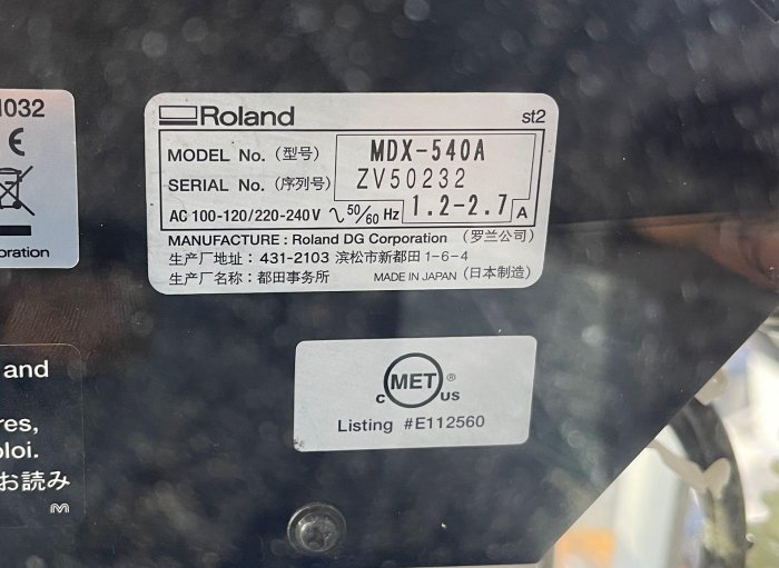 ROLAND MDX-540 MODELA ProII 3D Milling Machine 高速雕銑機雕刻機