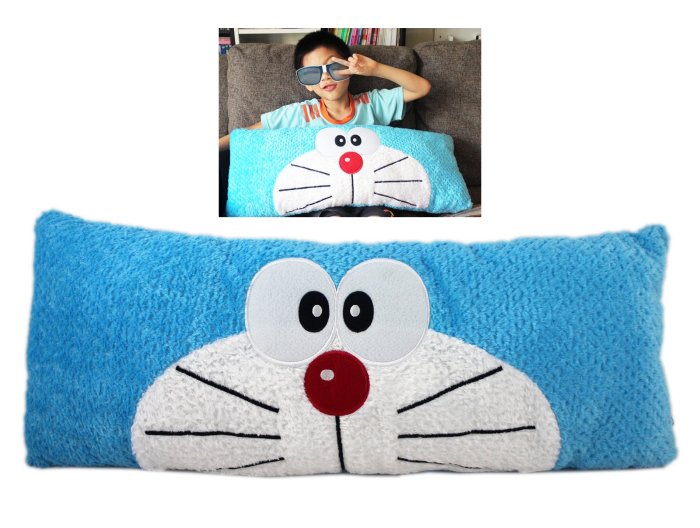 【卡漫迷】 Doraemon 雙人 長枕 70CM 長毛 ㊣版 抱枕 靠枕 多拉 哆啦 A夢 小叮噹 枕頭 絨毛 禮物