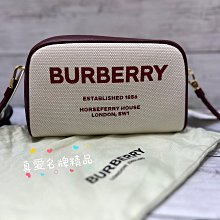 《真愛名牌精品》BURBERRY 8036738 米色 紅字 帆布 斜背 相機包 *92成新*64147