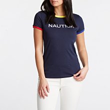 ☆【NAUTICA女生館】☆【NAUTICA彩色滾邊LOGO刺繡短袖T恤】☆【NAG001D2】(XS-S)