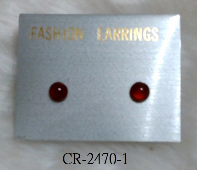 CR-2470 紅瑪瑙圓型(6MM)+鍍K白耳針