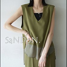 SaNDoN x『CLANE』少量新品 涼爽怕熱這件必收 涼爽設計絲綢材質撞色前短後長V領背心 230615