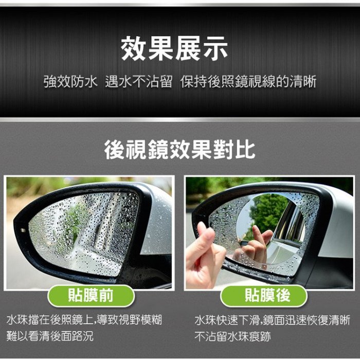 汽車後視鏡防雨膜 防霧膜 後視鏡貼 水貼膜 (側窗方形/2片入)  側窗方形 尺寸200*160mm 2片