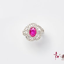 ＊奢華大道國際精品＊【J0932】天然花苞造型1.54CT 紅寶石白K金鑽戒 13號