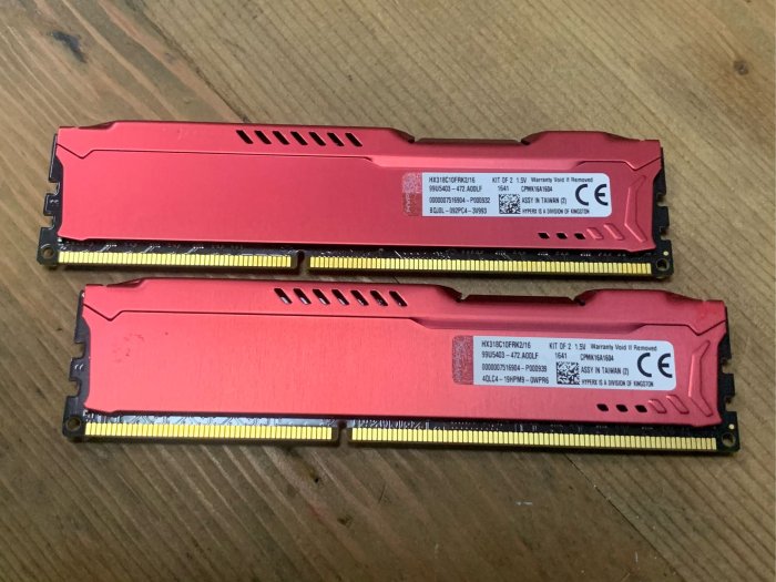 二手記憶卡Kingston金士頓 HYPERX DDR3 1600  8G x2(桌上型記憶體8GX2=16G雙面顆粒)