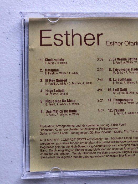【二手尋寶屋】1524 Esther Atr,MASTER COMPACT DISC無ifpi 西德版 1989