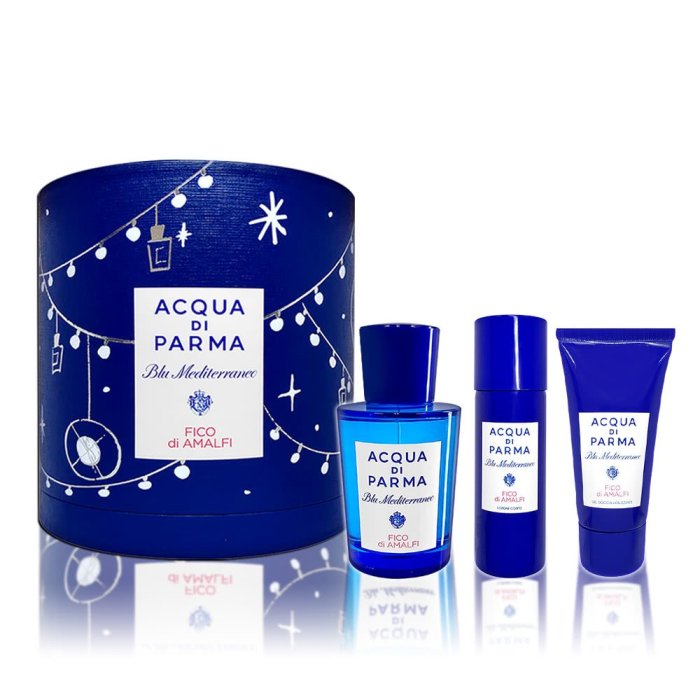 《小平頭香水店》ACQUA DI PARMA 藍色地中海無花果淡香水禮盒(無花果75ml+沐浴膠40ml+體乳50ml)