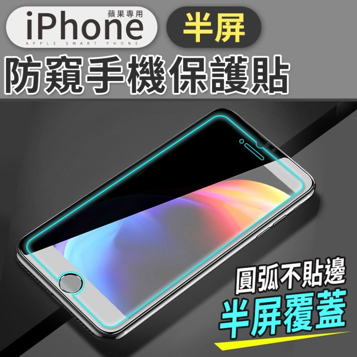 防窺保護貼 鋼化玻璃貼 手機防窺膜 iphone防窺手機保護貼(半屏) NC17080341 台灣現貨