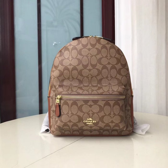 【Woodbury Outlet Coach】 旗艦館COACH 32200 中款後背包 PVC拼皮革 雙肩包 美國代購