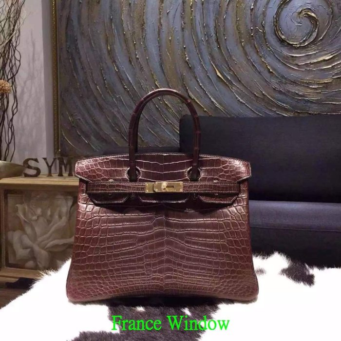 France Window 愛瑪仕 柏金包 Hermes cc45 巧克力 霧面兩點 鱷魚皮Birkin30cm