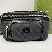 遠麗精品(板橋店)S2379 GUCCI GG Retro 黑灰滿版LOGO腰包 682933