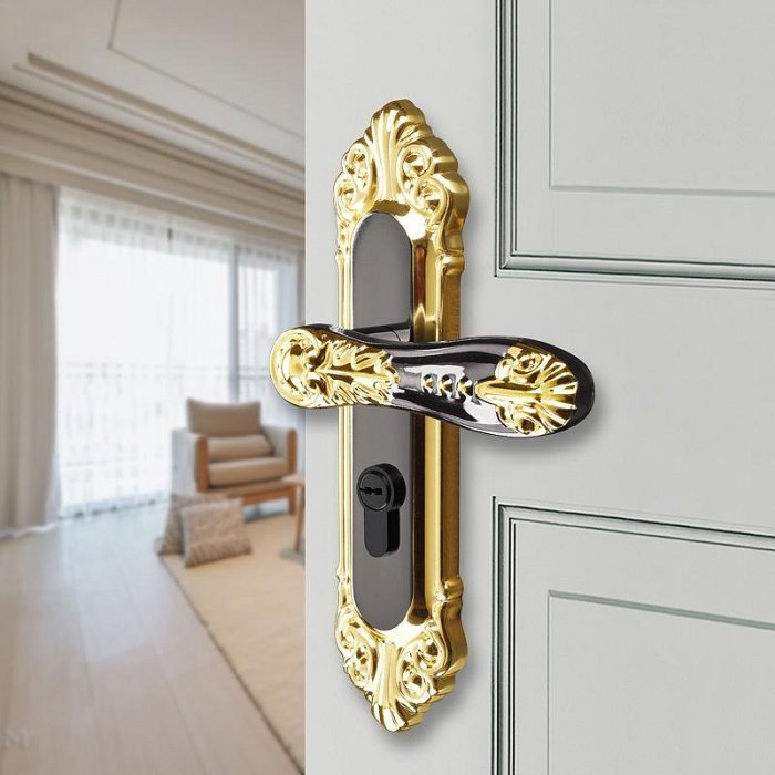 歐式門鎖室內臥室房間門鎖具家用房門鎖通用型古典靜音木門把手 O5VX