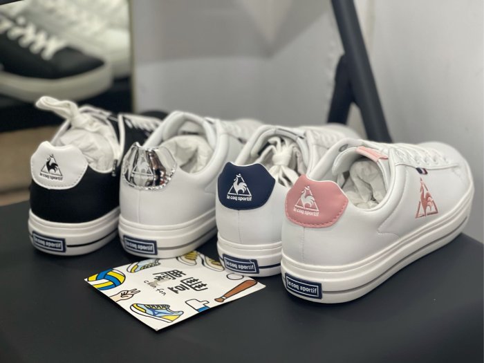 ?le coq sportif 公雞 ?? 小白鞋 休閒鞋 皮革 女 白粉 白藍 亮面銀 黑