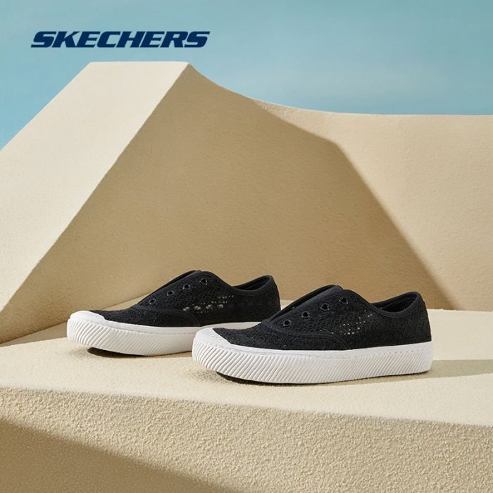 100原廠％Skechers斯凱奇女鞋2021新款夏季厚底一腳蹬懶人鞋休閑平底板鞋子