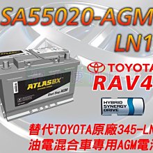 [電池便利店]ATLASBX 黑霸 AGM SA55020 替代RAV4油電車 345 LN1-MF 原廠電池