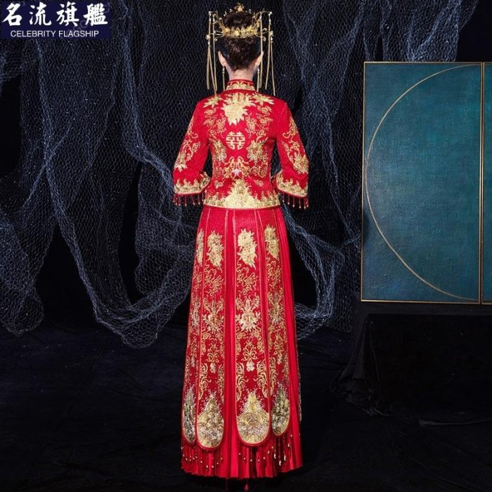 京華春秀結婚服飾秀禾服 S-2XL 結婚 新娘服款禮服婚紗女中式秀禾春喜慶名流