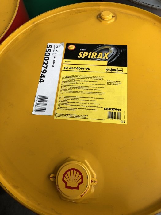【殼牌Shell】Spirax S3 ALS 80W90、重車用合成傳動油、齒輪油、GL-5、209公升裝【前變速箱】