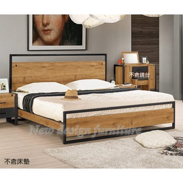 【N D Furniture】台南在地家具-工業風防蛀木心板木紋床片式6尺雙人床台MC