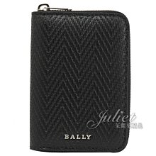 【茱麗葉精品】全新精品 BALLY 6302639 LIVYS 編織壓紋牛皮卡片零錢包.黑 現貨