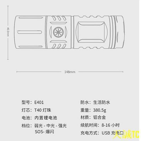 天誠TC微笑鯊強光手電筒M77 新升級爆亮燈珠 Led 7000 流明大功率 USB 可充電可變焦防水超亮遠射戶外登山露營