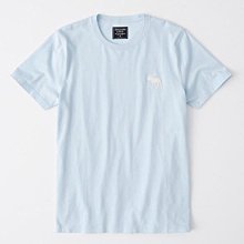 Maple麋鹿小舖 Abercrombie&Fitch ＊ AF 水藍色圓領麋鹿LOGO素面短T ＊ ( 現貨S號 )