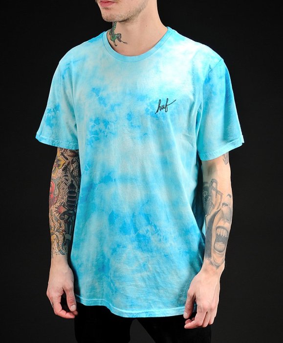 【超搶手】 全新正品 美牌 最新2015 HUF CRYSTAL WASH SCRIPT TEE 渲染 藍灰橘S M L