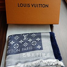 【巴黎王子1號店】《Louis Vuitton LV》Monogram M71376 藍色 單寧色 披肩 圍巾 ~ 現貨