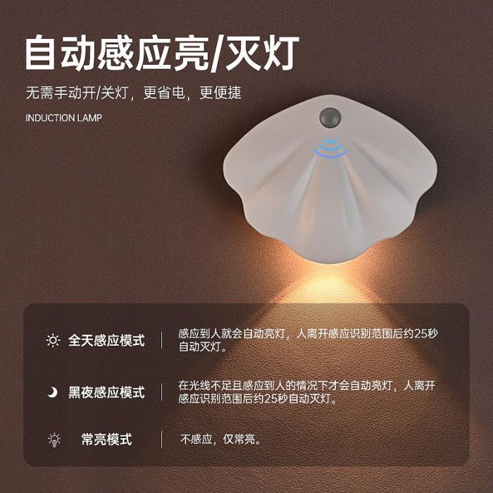 家用感應燈 新款磁吸免布線室內墻壁燈門牌燈 充電智能led人體感應燈夜燈