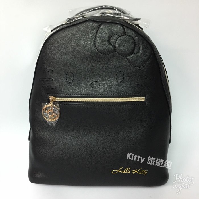 [Kitty 旅遊趣] Hello Kitty 後背包 黑色 凱蒂貓  皮包 質感佳