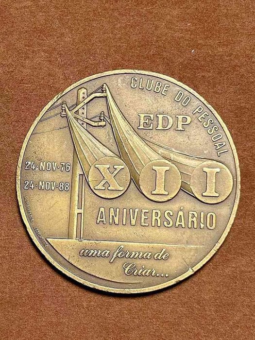 紀念章 1988年限量版葡萄牙國家電力紀念章大銅章徽章牌子