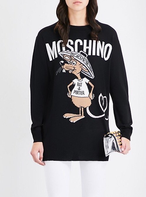 Moschino Rat-A-Porter longline wool jumper 老鼠毛衣 黑 現貨