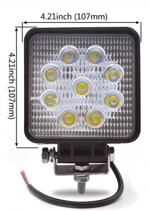 台灣晶片 含稅附發票【 27W 方型薄款】高亮度 防水耐用 LED工作燈 霧燈 探照燈 農用機 照輪燈 警示燈