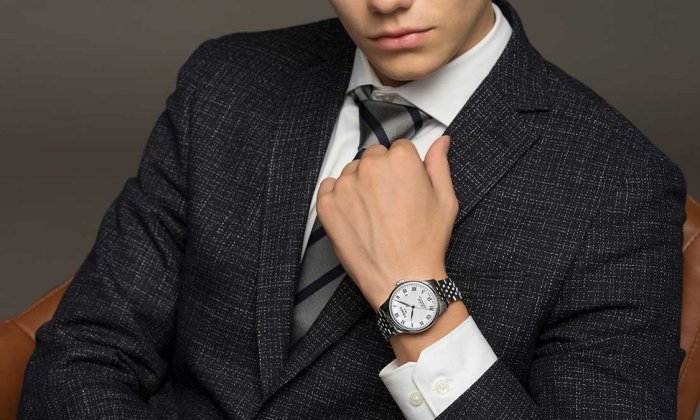 Tissot 銀色 天梭力洛克系列鋼帶80機芯機械男士腕錶 手錶
