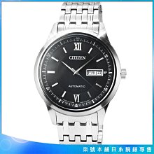 【柒號本舖】CITIZEN星辰機械鋼帶紳士錶-黑面 / NY4050-54E