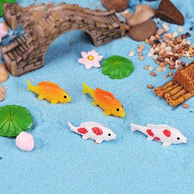 滿200出貨水族魚缸造景小動物金魚荷花荷葉裝飾品創意小魚鑰匙扣掛件