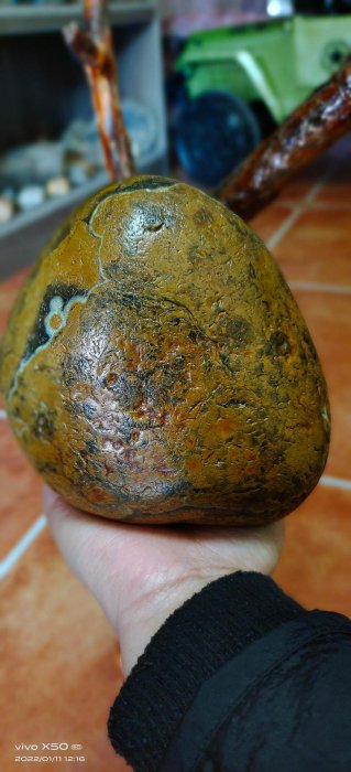【二手】 3.36斤凈重 馬達加斯加瑪瑙擺件 畫面石535 瑪瑙 原石 眼睛石【清雅齋】