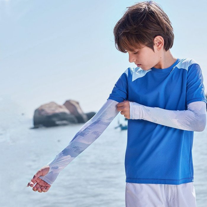 兒童冰袖舒適涼感速干冰絲夏季戶外透氣排汗運動袖套